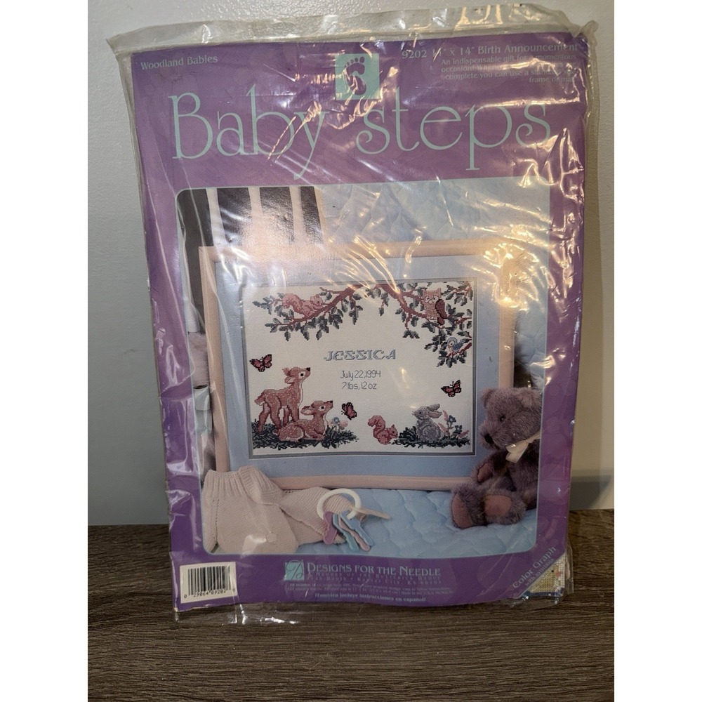 Baby Steps 9202 Birth Announcement Counted Cross Stitch Kit Woodland Babies